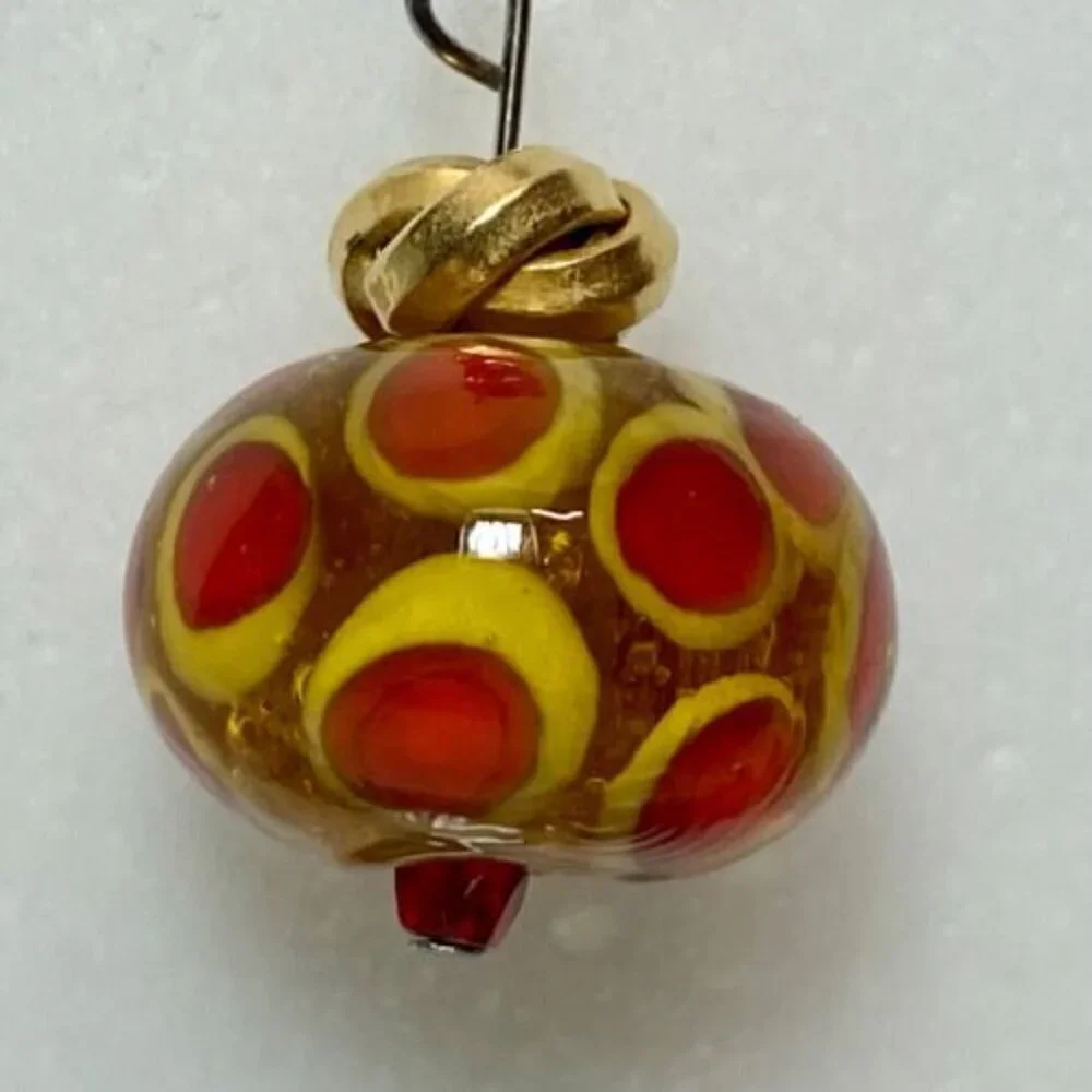 Murano Venetian Earrings Clear Glass Bead Multi‎ Color Polka Dot Dangle Hook VTG